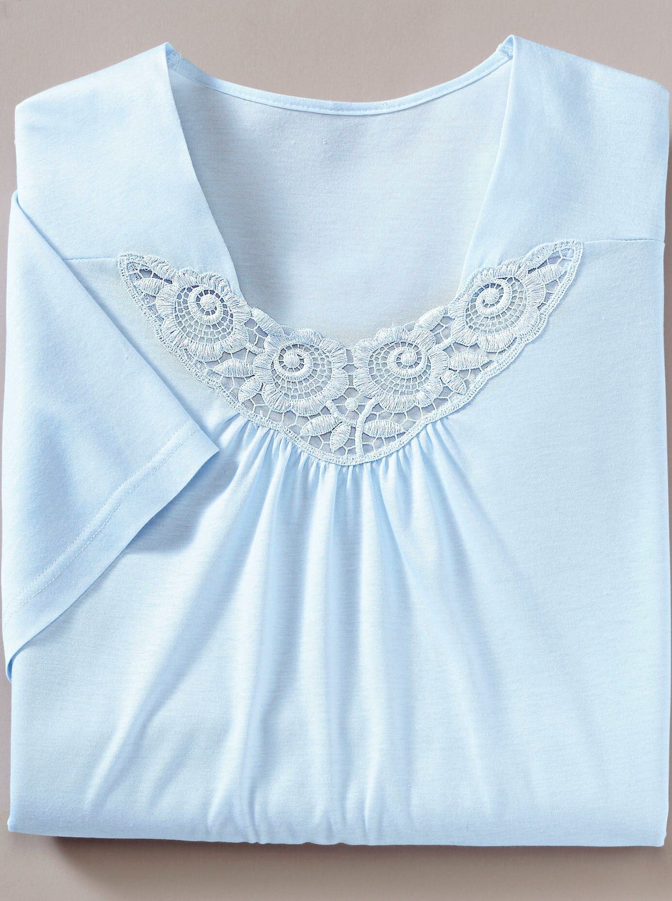 Nachthemd ASCAFA "Langarm-Nachthemden", Damen, Gr. 36/38, Lang, bunt (hellblau, rosé), 100% Baumwolle, unifarben, Kleider Nachthemd hellblau, rosé 36/38, Lang