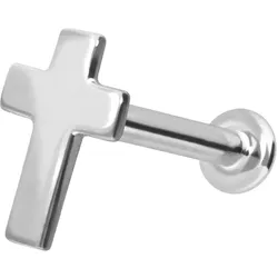 14 Karat Gold Labret mit Innengewinde KREUZ