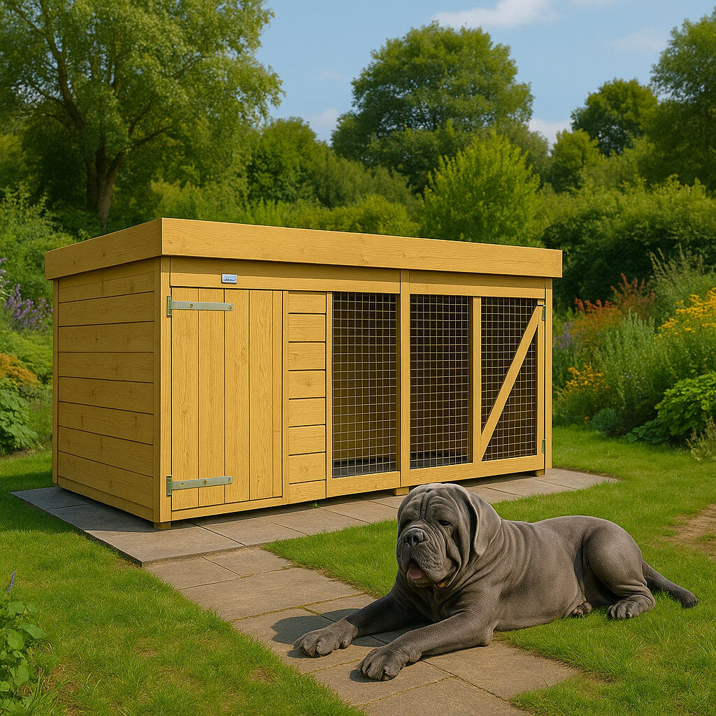 Archie & Oscar Dog Kennel and Run Green 127cm H x 358cm W x 127cm D
