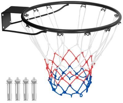 Costway 18 Inch Basketball Rim Goal Replacement with All Weather Net and Mounting Hardware-Black
