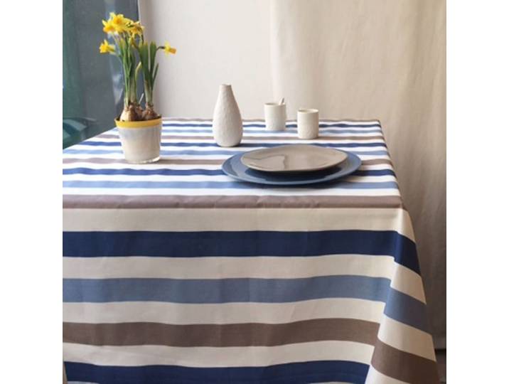 Nappe coton enduit bleue carrée 160 x 160 cm