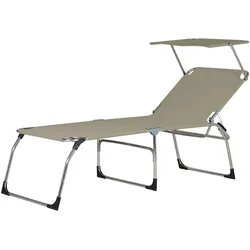 Gartenliege Amigo 40+, aus Aluminium mit Sonnenblende, modern, taupe, 3-fach verstellbar