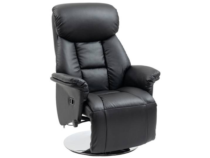 Homcom Relaxsessel Fernsehsessel mit Manuell Verstellbar Rückenlehne, Fußteil Schwarz, Leder, 78x109x80 cm, Wohnzimmer, Sessel, Relaxsessel