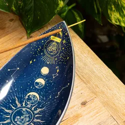 Enamel Incense Bowl - Aluminum - Zodiac Moon Phases