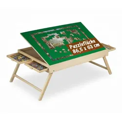 Relaxdays Puzzletisch mit 4 Schubladen Gelb,Grün,Hellbraun
