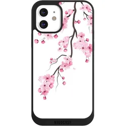 Nivocase Handyhülle für Apple iPhone 12 Hülle NIVOpure Case Schwarz Asien Japan Kirschblüten (Apple iPhone 12), Smartphone Hülle, Schwarz