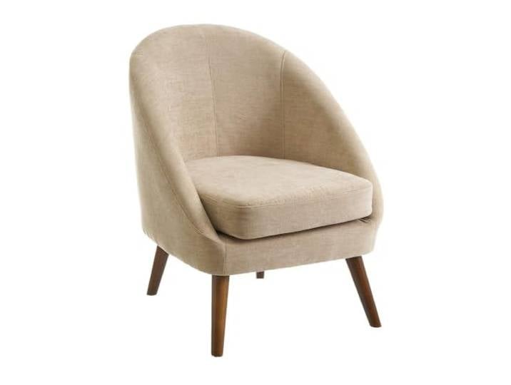 DRW Sessel aus Polyester und Holz in Beige und Natur