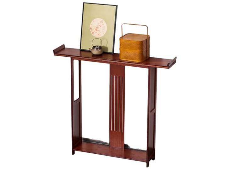 MTNBHH Vintage-Eingangstisch, hoher schmaler Konsolentisch mit unterem Regal, Sofatisch for Flure, Wohnungen, Wohnzimmer(Red,100cm)