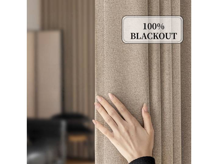 Rideaux occultants sur mesure de 310 cm de hauteur, 100 % occultants et insonorisants, rideaux occultants en faux lin pour chambre à coucher, salon, fenêtres