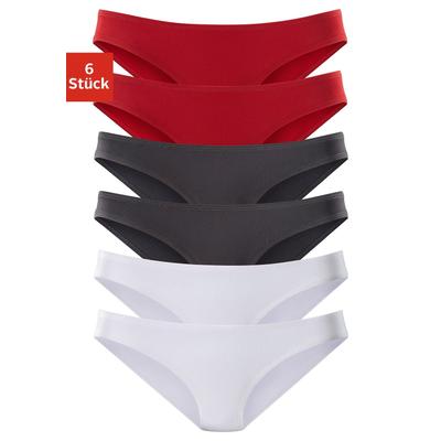 Bikinislip, Damen, Gr. 40/42, Microfaser, rot (rot, schwarz, weiß), Microfaser, Obermaterial: 95% Polyamid, 5% Elasthan (LYCRA), VIVANCE ACTIVE BY LASCANA, unifarben, körpernah, Unterhosen, aus weicher Microfaser