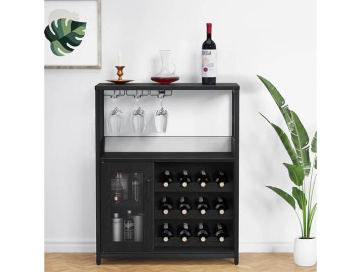 GarveeHome Weinschrank, Barschrank Industrial 70x35x92 cm, Weinregal verstellbar mit Glashalter, Weinbarschrank für Küche, Esszimmer, Wohnzimmer, Kaffeebar Möbel - D