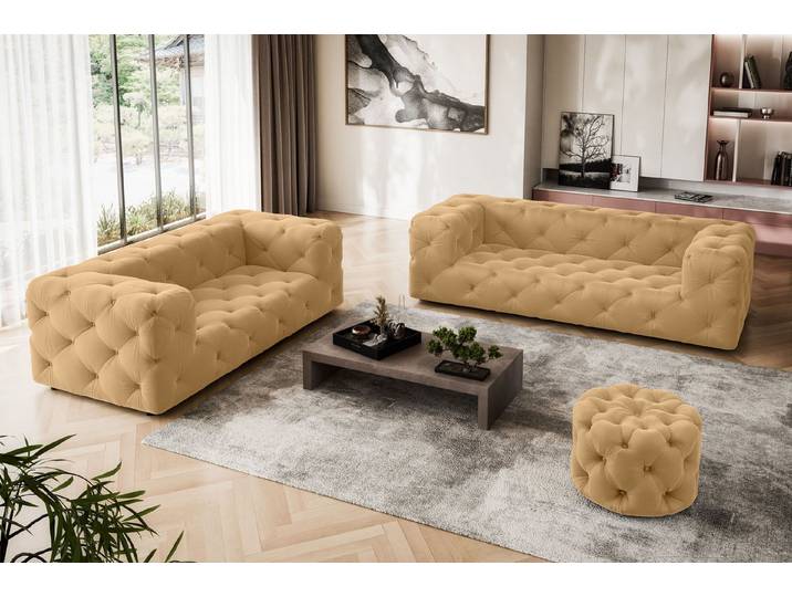 Home affaire 3-Sitzer FOLLINA, 3-Sitzer Sofa mit klassischer Chesterfield-Knopfheftung