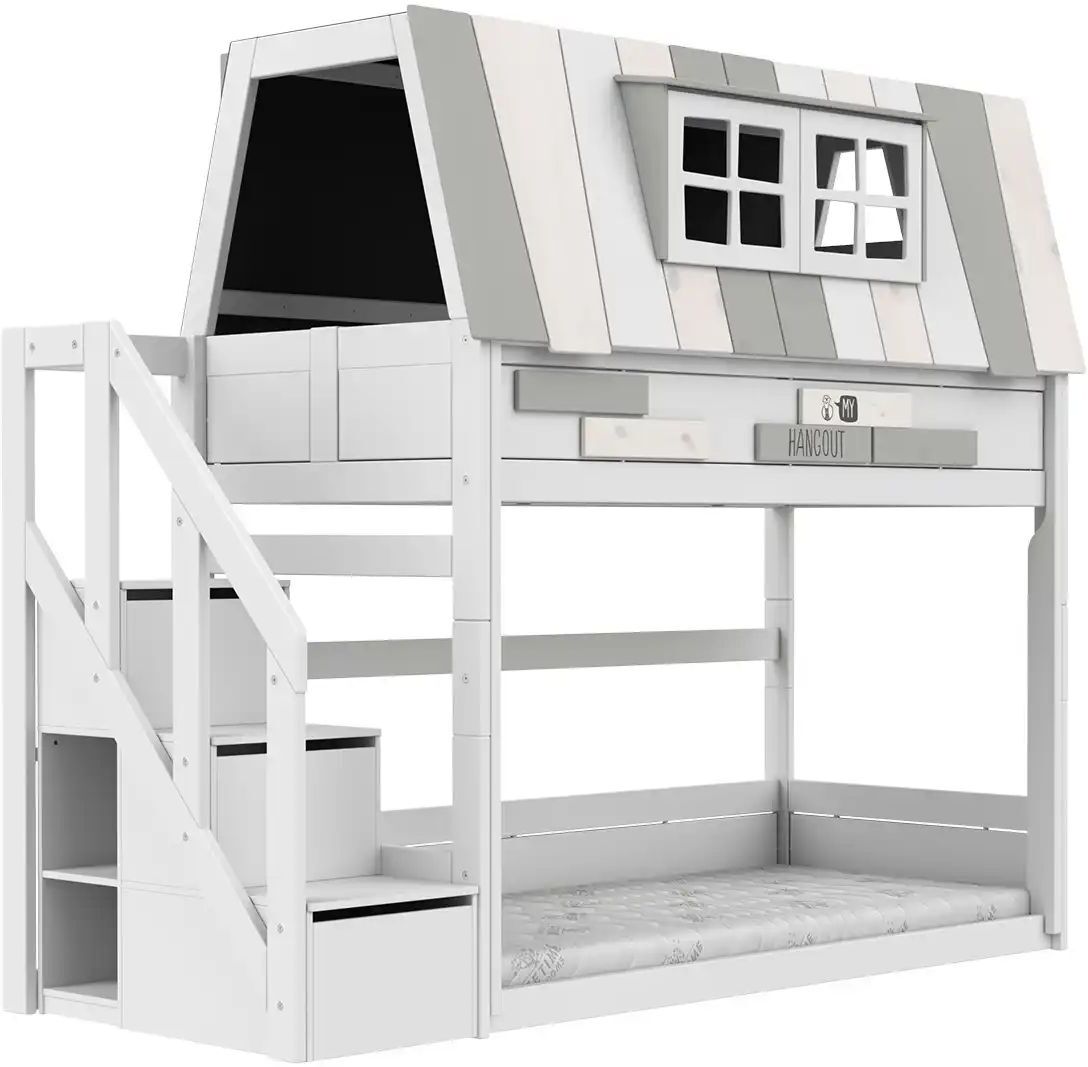 Lifetime Niedriges Abenteuer Etagenbett mit Treppe  My Hangout ¦ weiß ¦ Maße