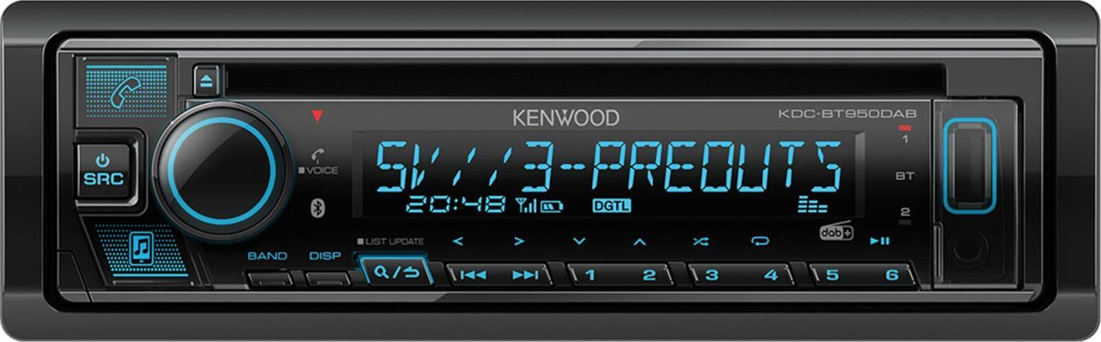 Kenwood KDC-BT950DAB Autoradio, zwart, 1 DIN, 50 W, 4 kanalen, compatibel met CD-R en CD-RW