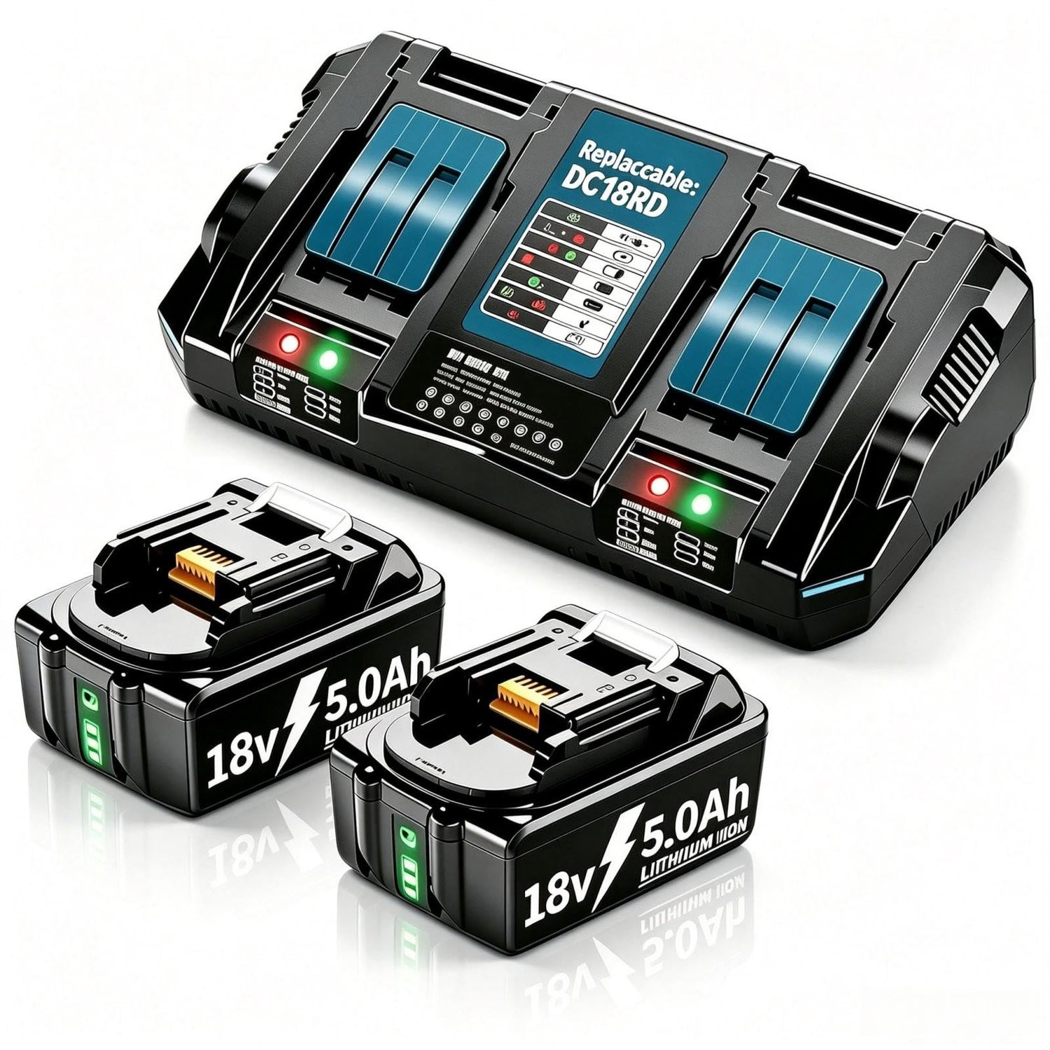 Gereedschapsaccu en lader 18 V 5000 mAh