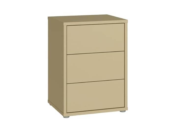 Forte Alice Springs Nachtschrank 50, modern-minimalistisch, 3 Schubladen, Schlafzimmer, Holzwerkstoff, Buttergelb, 49,8 cm breit x 68,7 cm hoch x 41,5 cm tief