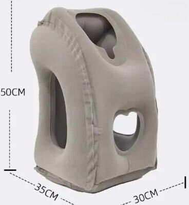 Uplift Picks Inflatable Travel Pillow Airplane Neck Pillow With Chin Support Portable Headrest Cushion gray A