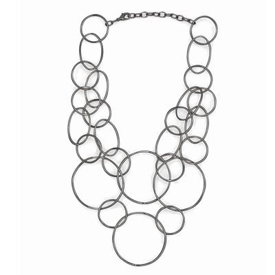 Collierkettchen STEUER "Collier aus Ringen rhodiumfarben", silber (silbergrau), Halsketten, Damen, 54cm, Metall, L: 54, glänzend