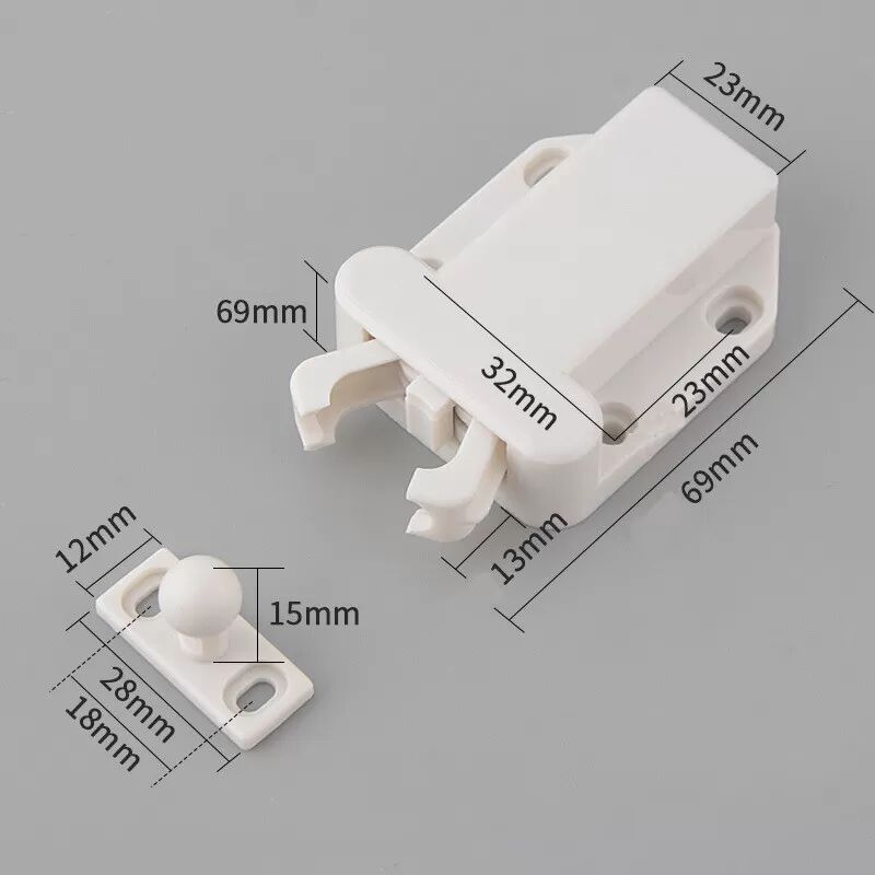INF 2er-Pack Push to Open Latch - Weiß, Schranktür-Mechanismus