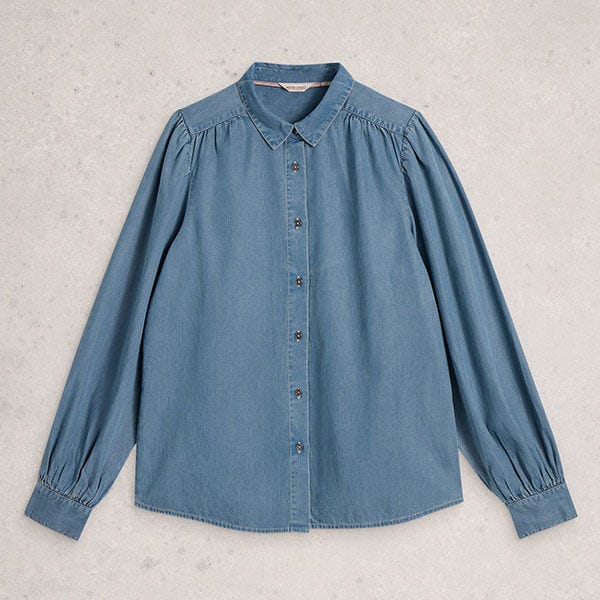 White Stuff Sienna Shirt Chambray Blue Size 18