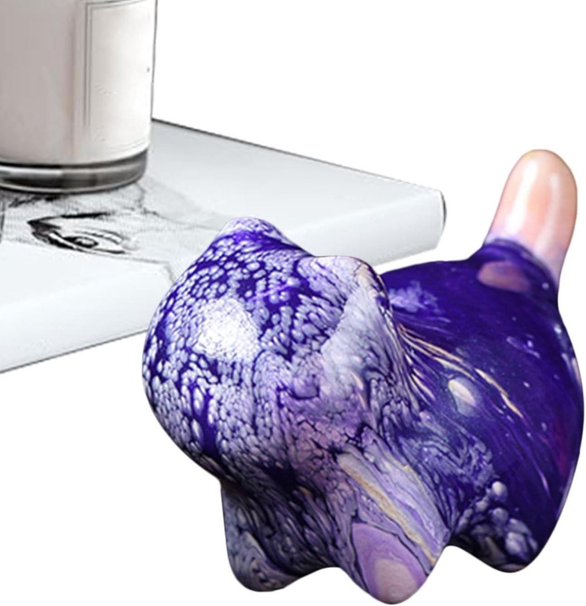 Artistiek Kattenfiguur Ornament in Hout - Paars - B/D/H: 5 x 4 x 3 cm