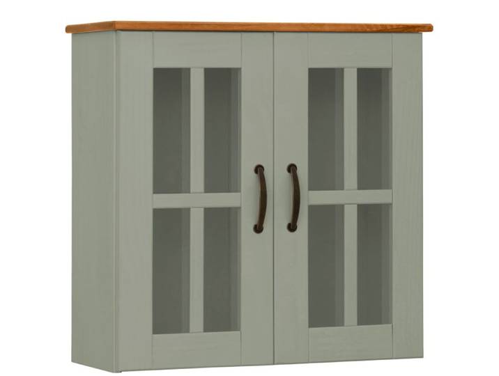 Armoire Murale Avec 2 Portes Vitrées En Pin Vert