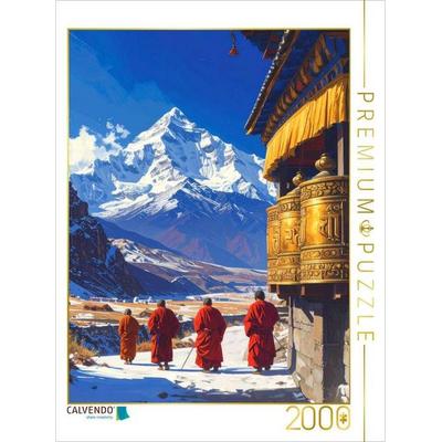 CALVENDO Puzzle Der Weg der Gebetsmühlen - Mönche in Tibet | 2000 Teile Lege-Größe 90x67cm Foto-Puzzle für glückliche Stunden