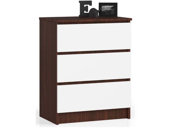 Commode AKORD K60 Wengé 60 cm 3 tiroirs façade Blanche 60x40x77 cm
