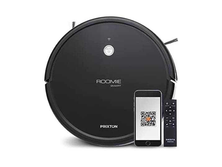 Prixton Aspirateur Robot Roomie Smart avec Grande Puissance d'aspiration 1400 Pa\, WiFi et App Mobile\, Cartographie du Foyer\, Nettoyage Intelligent\, Autonome\, Balai\, Serpillère\, Aspire\, Gyroscope