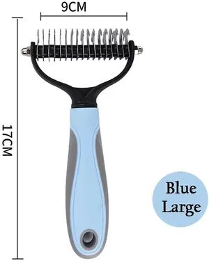 Discount Dollar Deals Pet Deshedding Brush Double Sided Grooming Tool, Shedding And Dematting, Stainless Steel Dog Comb For Effective Results blue L