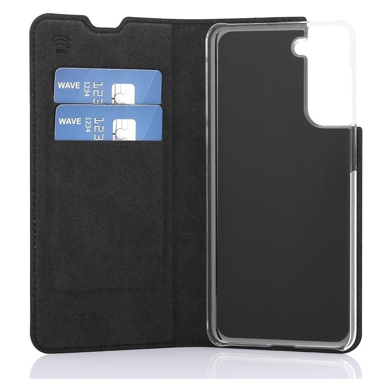 Wave BookCase -suojakotelo, Samsung Galaxy S21, musta (Samsung Galaxy S21) (WAVE-BC-SS-S21-BK)
