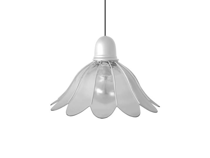 Suspension métal cable cloche blanc D31cm