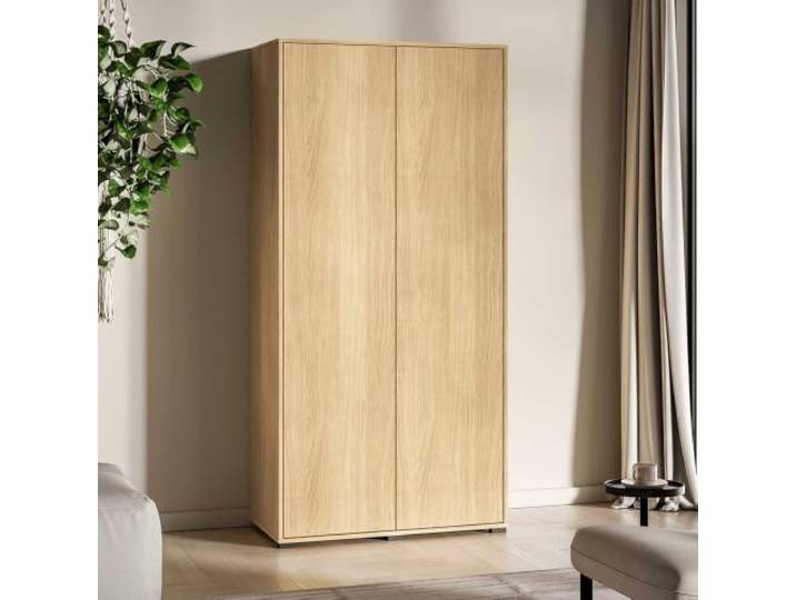 Lomadox Schlafzimmer Kleiderschrank 92 cm breit in Eiche mit 2 Türen & Softclose-Funktion