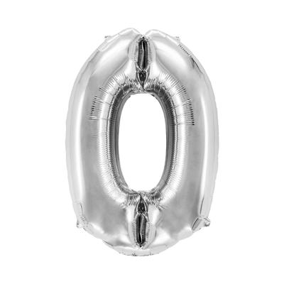 12x Folienballon "Zahl 0" silber ca. 76cm