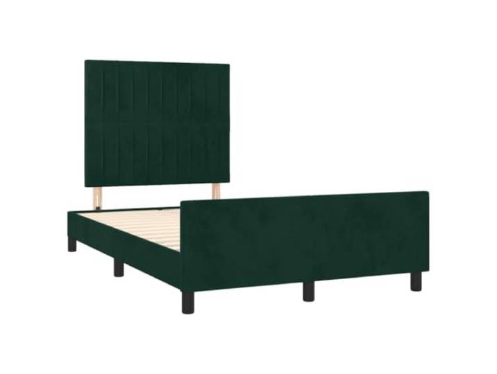 Bettgestell aus Samt, dunkelgrün, 120 x 190 cm, Bettgestell mit Kopfteil Lattenrost aus Sperrholz, höhenverstellbar, stabile Beine, Rückenunterstützung, ohne Matratze