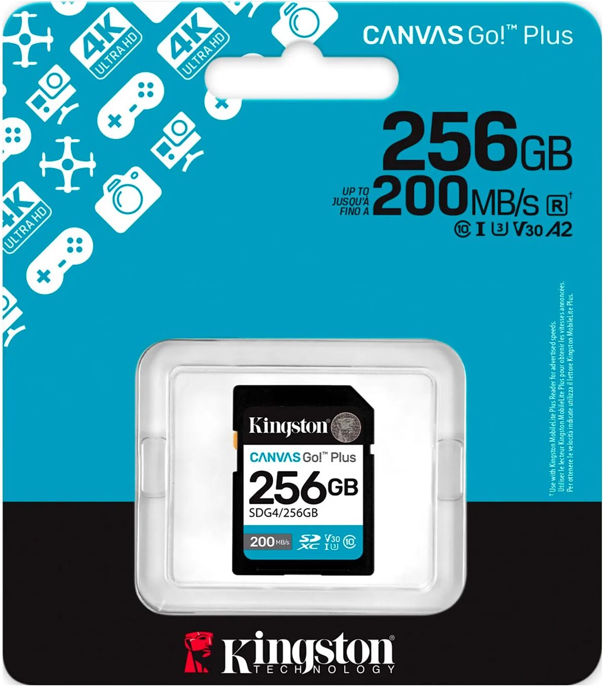 Kingston Canvas Go! Plus 256Gb Negro/ Tarjeta De Memoria Sd / Categoría 10 Sdg4 - Uhs-I