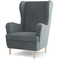 SESSEL VOGERA, Ohrensessel Polstersessel, Grau