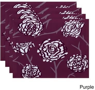 E by Design 18 x 14-inch Spring Floral 2 Floral Print Placemat (Set of 4)