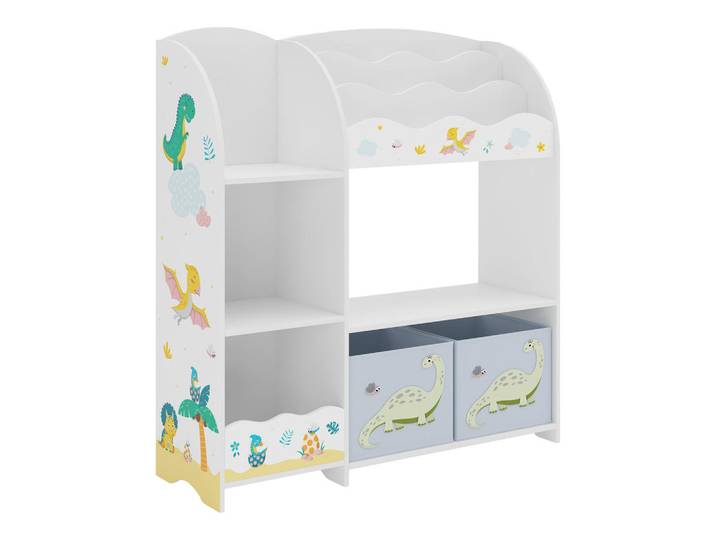 [en.casa] Kinderregal Lysekil, Weiß, Grau, Grün, Gelb, Tiere, 93x100x30 cm, Babymöbel & Kindermöbel, Babyzimmer, Babyregale & Kinderregale