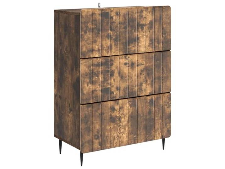 RJPLMFV Schubladenschrank 66 x 34,5 x 92 cm aus Verbundholz Holzwerkstoff, ausziehbare Schubladen, konische Metallbeine, gestreiftes Muster, Pflege mit feuchtem Tuch