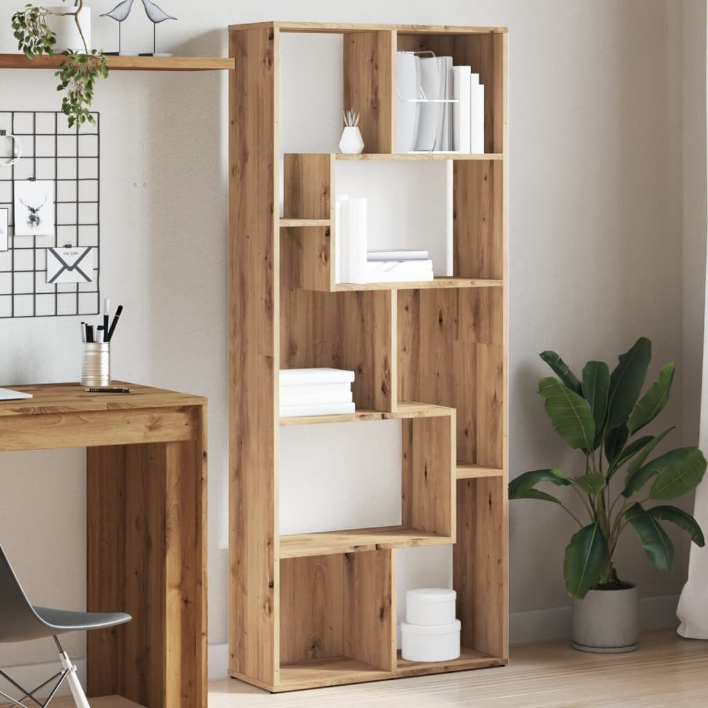 Latitude Run 161 cm H x 67 cm W Geometric Bookcase Artisian Oak