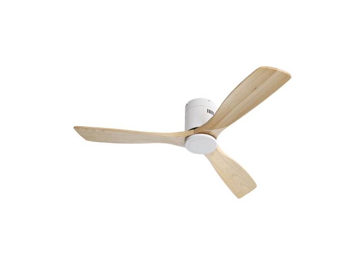 Ventilateur plafond LED 52'' blanc – 3 pales bois massif, silencieux