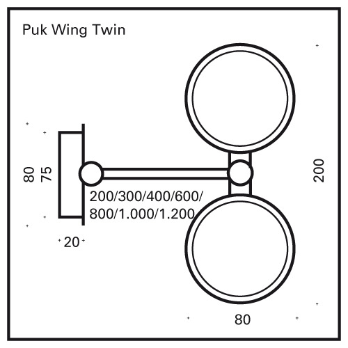 Top Light PUK MINI WING TWIN LED-Deckenleuchte 80cm anthrazit/chrom 2-09802-LED-23 4251349308111