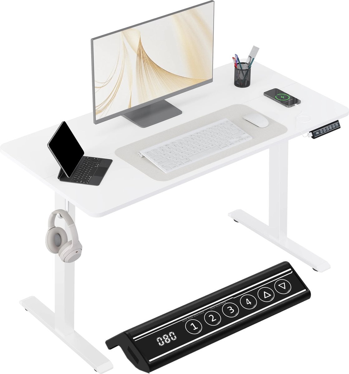 Betaalbare Goederen® Elektrisch Verstelbaar Bureau - Wit - B/D: 120 x 60 cm