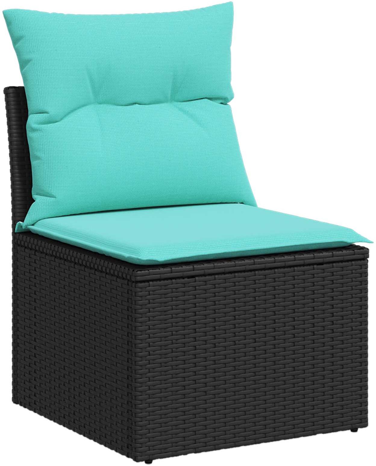 vidaXL Ensemble de Canapés 7 pc Noir et Bleu 234 x 234 x 85 cm