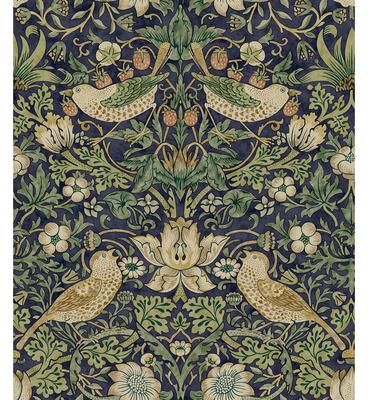Morris & Co. Strawberry Thief Ink Blue Peel and Stick Wallpaper