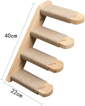 Inspire Picks Wall Mounted Wooden Cat Climbing Shelves & Sisal Scratching Playground cat Stairs left