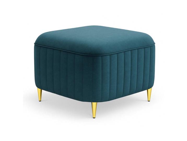 Sepro Meble Pouf Blau Loren Stoff Castel Goldene Beine, 60x41x60 cm, Wohnzimmer, Sessel, Hocker & Hockerbänke, Poufs