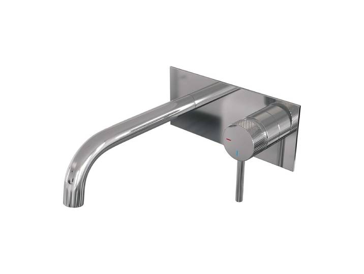 Brauer Chrome Carving Inbouw Wastafelmengkraan met Gebogen Uitloop en Afdekplaat Model A1 Chroom