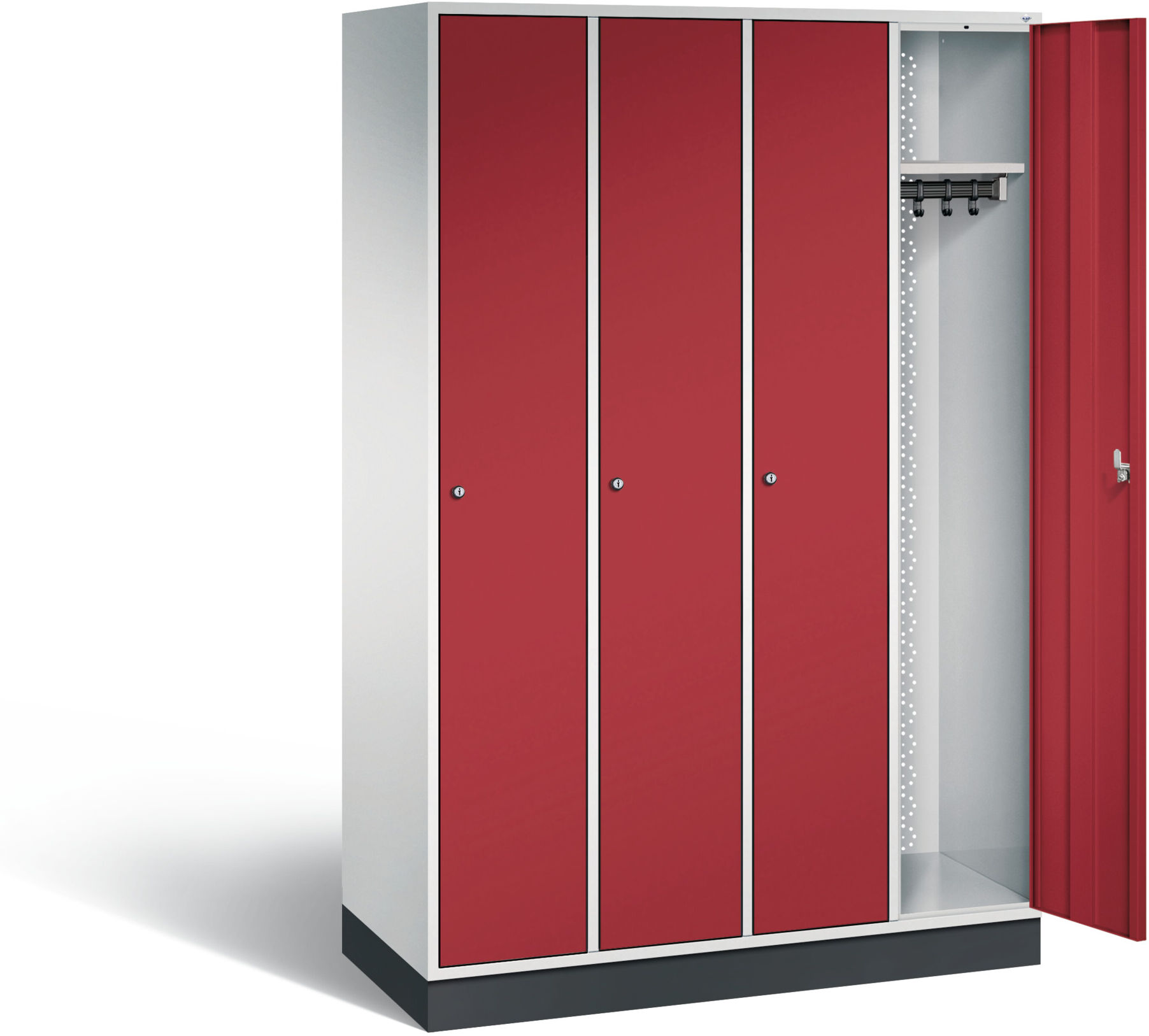 C+P Garderobenschrank Intro, H1950xB1220xT490mm, Front Rubinrot, Korpus Lichtgrau (8170-401) ; C + P Möbelsysteme (8170-401 S10024)